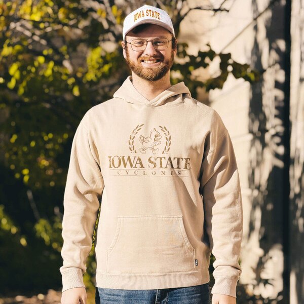 Slam University Iowa State Crest Washed Sand Hooded Sweatshirt